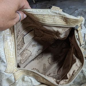 XOXO Cream snakeskin purse